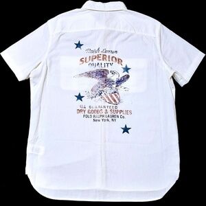 Polo Ralph Lauren Americana USA $148 Large White Cotton Short Sleeve Shirt NEW